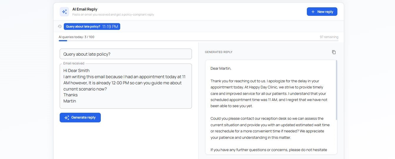 CareOnix Health AI response with source document citations